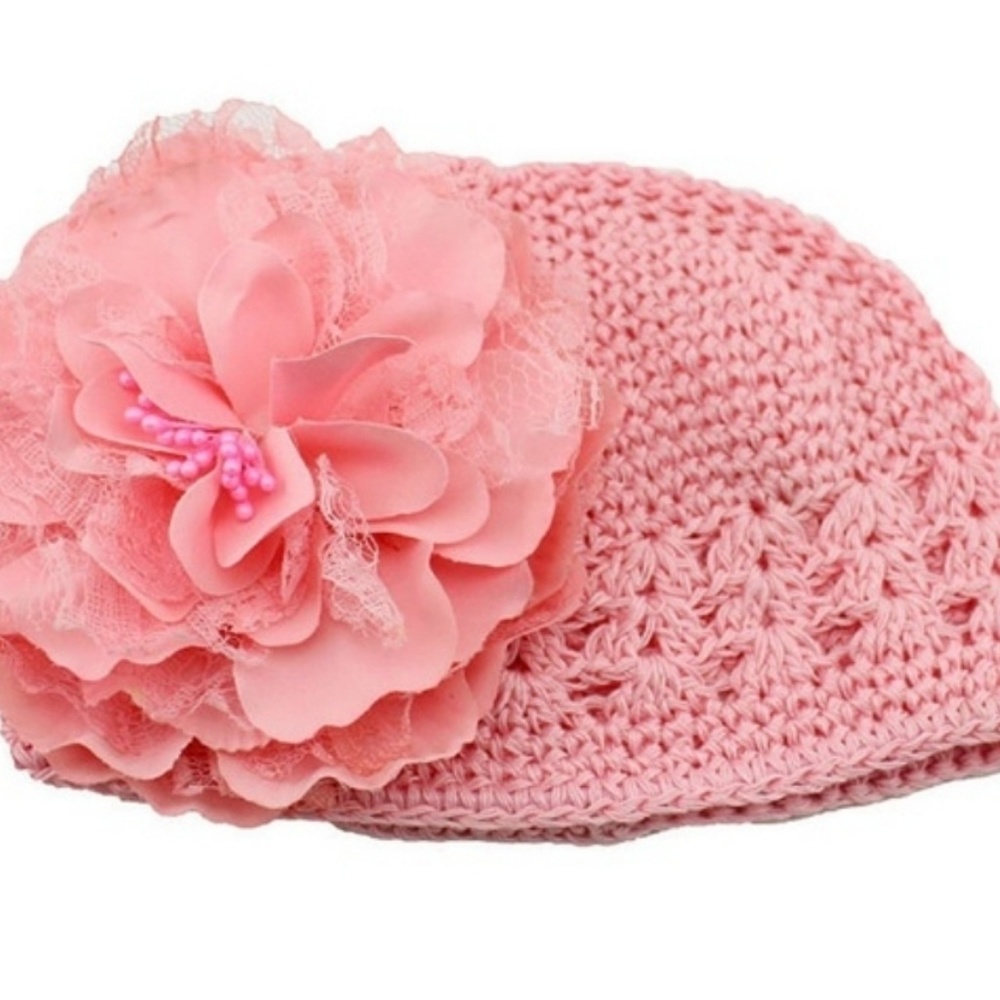 BN FLOWER CROCHET INFANT GIRL CAP